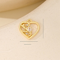 Сердце Подвески из металла с микропаве из кубического циркония, золотые чары, сердце, 13x13 мм