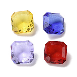 Mixed Color Glass Rhinestone Cabochons, Pointed Back, Square, Mixed Color, 10x10x5.2mm