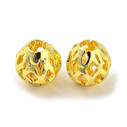 Golden Brass Beads, Long-Lasting Plated, Lead Free & Cadmium Free, Hollow Rondelle, Golden, 6x5.5mm, Hole: 2mm
