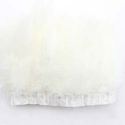 White Turkey Feather Fringe Trimming, Costume Accessories, Dyed, White, 5-1/8 inch(130mm), about 2.19 Yards(2m)/Bag