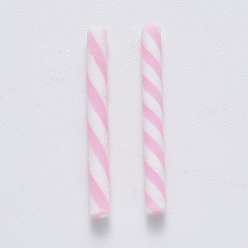 Pink Handmade Polymer Clay Beads, No Hole/Undrilled, Candy Cane, For Christmas, Pink, 19.5~21.5x2mm