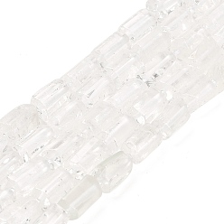 Quartz Crystal Natural Quartz Crystal Beads Strands, Rock Crystal Beads with Seed Beads, Faceted Column, 9~11x6~7.5x6~7.5mm, Hole: 1.2mm, about 30pcs/strand, 15.16~15.55 inch(38.5~39.5cm)