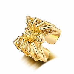 Золотой Латунные открытые кольца манжеты, украшения для мужчин, паук, золотые, размер США 8 (18.1 мм)