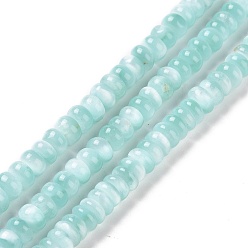 Natural Glass Natural Glass Beads Strands, Grade A, Rondelle, Aqua Blue, 6x3~4mm, Hole: 1mm, about 103~129pcs/strand, 15.75 inch(40cm)