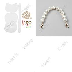 (52) Непрозрачная лаванда Наборы для изготовления пластиковых сумок для вязания крючком своими руками, сумки через плечо ручной работы, с 1пластиковыми цепочками-удлинителями для сумок с круглыми бусинами, имитирующими жемчуг, разноцветные, 18 шт / комплект