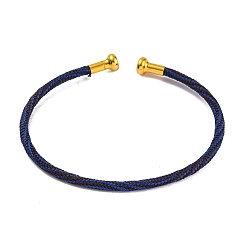 Средно-синий Изготовление браслета из плетеной проволоки из углеродистой стали, с позолоченными латунными заглушками, светло-синий, 0.25 см, внутренний диаметр: 2-3/8 дюйм (6.1 см)
