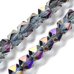 Gris Ardoise Perles en verre electroplate, plein arc-en-plaqué, polygone, gris ardoise, 9x9x9mm, Trou: 1.4mm, Environ 60 pcs/chapelet, 22.44'' (57 cm)