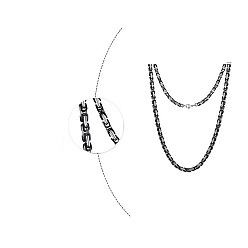 Black Titanium Steel Byzantine Chain Necklaces for Men, Black, 23-5/8 inch(60cm)