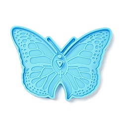 Others Butterfly DIY Pendant Silicone Molds, Resin Casting Molds, for UV Resin & Epoxy Resin Jewelry Making, Ribbon, 79x103x7mm, Hole: 3.5mm