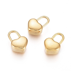 Золотой 304 подвески из нержавеющей стали, сердце замок, золотые, 16x10.5x6 мм, отверстие : 6.5 мм