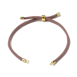 Rosy Brown 3MM Adjustable Round Nylon Braided Cord Bracelet Making, with Golden Brass Findings, Fit for Connector Charms, Rosy Brown, 8.66 inch(22cm), Hole: 1.5mm