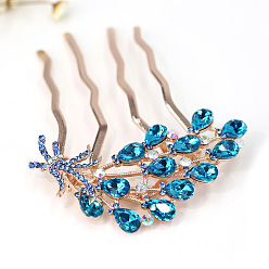 Blue hair comb Chic Rhinestone Hair Clip for Women - Elegant Bun Maker and Hair Accessory