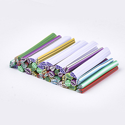 Mixed Color Handmade Polymer Clay Nail Art Decoration, Fashion Nail Care, No Hole Tubes, Leaf, Mixed Color, 49~52x5~6x2.5~4mm