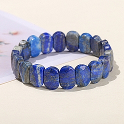Lapis Lazuli Natural Lapis Lazuli Oval Bead Stretch Bracelets for Men Women, Inner Diameter: 2-3/8 inch(6cm)