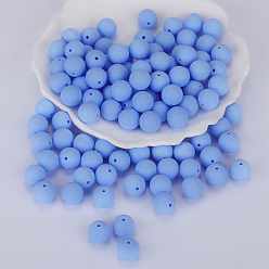 Светло-Синий Круглые силиконовые фокусные бусины, жевательные бусины для чайников, DIY уход за ожерельем, голубой, 15 мм, отверстие : 2 мм