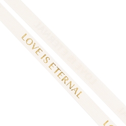 White Hot Stamping Polyester Ribbons, for Gifts Wrapping and Festival, Word Love is Eternal, White, 3/8 inch(10mm), about 45 yards/roll