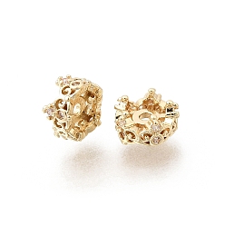 Light Gold Латунные микропаве прозрачные кубики из циркония, стойки покрытие, долговечный, без свинца и без кадмия, корона, золотой свет, 7.5x4 мм, отверстие : 1.2 мм