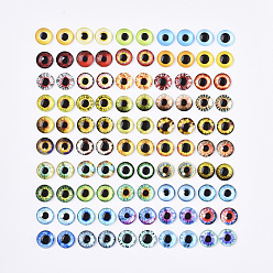 Mixed Color Flat Back Glass Cabochons, Dome/Half Round with Dragon Eye Pattern, Mixed Color, 12x4mm, 2pcs/color, 50 colors, 100pcs/bag