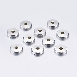 Stainless Steel Color 304 Stainless Steel Spacer Beads, Flat Round, Stainless Steel Color, 8x2mm, Hole: 2mm