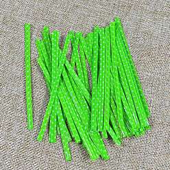 Lime Kraft Paper Ties, with Iron Wire Twist Ties, for DIY Gift Wrap Decoration, Wedding Candy Party Decoration, Polka Dot Pattern, Lime, 100x4mm, 100pcs/bag