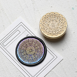 Цветок Мандала цветок латунная восковая печать штамп головы, для восковых печатей, круглые, золотые, цветочным узором, 35 мм