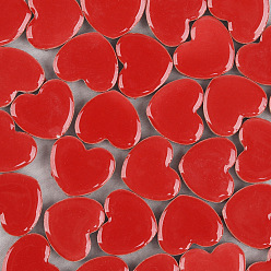 Brique Rouge Carreaux de mosaïque en porcelaine, carreaux de mosaïque en forme de coeur, pour l'artisanat d'art de mosaïque de bricolage, cadres photo, firebrick, 20x15x3mm, 24 pcs /sachet 