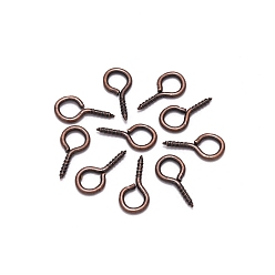 Red Copper Iron Screw Eye Pin Peg Bails, For Half Drilled Beads, Red Copper, 10x5mm, 200pcs/bag