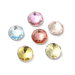 Mixed Color Glass Rhinestone Cabochons, Point Back & Back Plated, Faceted, Flat Round, Mixed Color, 6x2.7mm