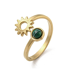 Malachite 304 Stainless Steel with Synthetic Malachite Ring, Inner Diameter: 18mm