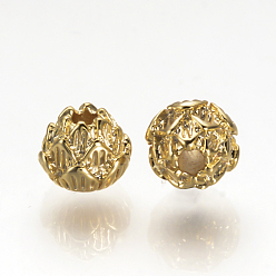 Real 18K Gold Plated Brass Spacer Beads, Nickel Free, Real 18K Gold Plated, Flower, 6x5mm, Hole: 1.5mm