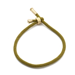 Желто-Зеленый Браслеты хлопок шнур, с латунной найти, долговечный, реальный 24 k позолоченный, желто-зеленый, 8-1/2 дюйм (21.5 см) ~ 9 дюйм (23 см)