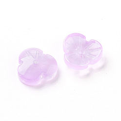 Lilac Imitation Jade Glass Beads, Flower, Lilac, 12x3.6mm, Hole: 1mm