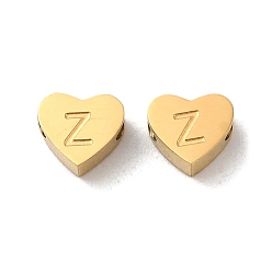 Letter Z Ionenbeschichtung (IP) 304 Edelstahlperlen, golden, Herz mit Brief, Brief z, 5.5x6.5x3 mm, Bohrung: 1.6 mm