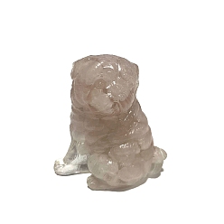 Rose Quartz Resin Dog Figurines, with Natural Rose Quartz Chips inside Statues for Home Office Decorations, 50x35x55mm