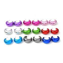 Mixed Color Arch Acrylic Stud Earrings, Half Hoop Earrings with 316 Surgical Stainless Steel Pins, Mixed Color, 40x19mm