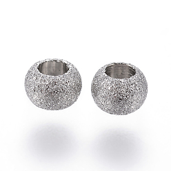 Stainless Steel Color 304 Stainless Steel Textured Spacer Beads, Round, Stainless Steel Color, 4x3mm, Hole: 1.8mm