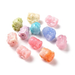 Mixed Color Synthetic Coral Beads, Dyed, Human Head, Mixed Color, 16x13.5x13.5mm, Hole: 1.4mm