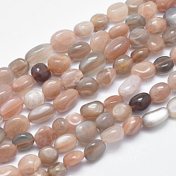 Multi-Moonstone Natural Multi-Moonstone Beads Strands, Tumbled Stone, Nuggets, 8~12x7~9mm, Hole: 0.8mm, 15.1 inch(38.5cm)