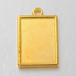 Golden Tibetan Style Pendant Cabochon Settings, Plain Edge Bezel Cups, Rectangle, Lead Free and Cadmium Free, Golden, 29x18x2mm, Hole: 2.5mm