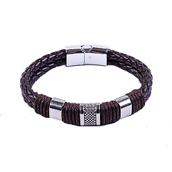 Brown 22cm Vintage Leather Bracelet for Men - Stylish and Versatile Handmade Wristband