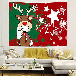 FireBrick Christmas Theme Elk Pattern Polyester Wall Hanging Tapestry, for Bedroom Living Room Decoration, Rectangle, FireBrick, 730x950mm