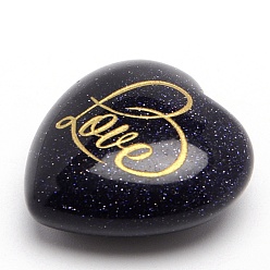 Blue Goldstone Blue Goldston Carved Heart Love Stone, Pocket Palm Stone for Reiki Balancing, Home Display Decorations, 30x30mm