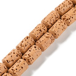 Сэнди Коричневый Нити синтетических бусин, окрашенных в лавовый камень, колонка, песчаный коричневый, 10~10.5x6 мм, отверстие : 1 мм, около 38 шт / нитка, 15.24'' (38.7 см)