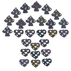 Mixed Color SUNNYCLUE 20Pcs 2 Style Spray Painted Cellulose Acetate(Resin) Pendants, Mushroom & Heart, Mixed Color, 10pcs/style