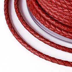 Dark Red Braided Cowhide Cord, Leather Jewelry Cord, Jewelry DIY Making Material, Dark Red, 3mm, about 10.93 yards(10m)/roll