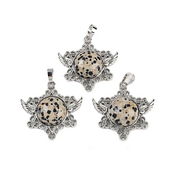 Далматинских Джаспер Природные яшмы далматин подвески, с реечной обшивкой латунными выводами, платина, без кадмия и без свинца, звезда, 35x34x7.5~8 мм, отверстие : 5x8 мм