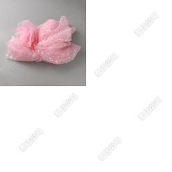 Pink 1 ярд пайетки полиэстер сетчатая ткань, для аксессуаров для одежды, розовые, 1300~1400x0.2 мм