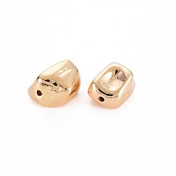 Real 18K Gold Plated Brass Beads, Nickel Free, Chip, Real 18K Gold Plated, 14x10.5x9.5mm, Hole: 1.2mm