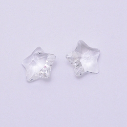 Clear Transparent Glass Pendants, Faceted, Star Charms, Clear, 13x13.5x7mm, Hole: 1mm