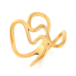 Золотой Ионное покрытие (IP) 304 волнистые кольца на палец из нержавеющей стали для женщин, золотые, 19 мм, размер США 6 (16.5 мм)